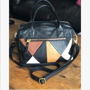 Fossil Black Leather Crossbody Satchel